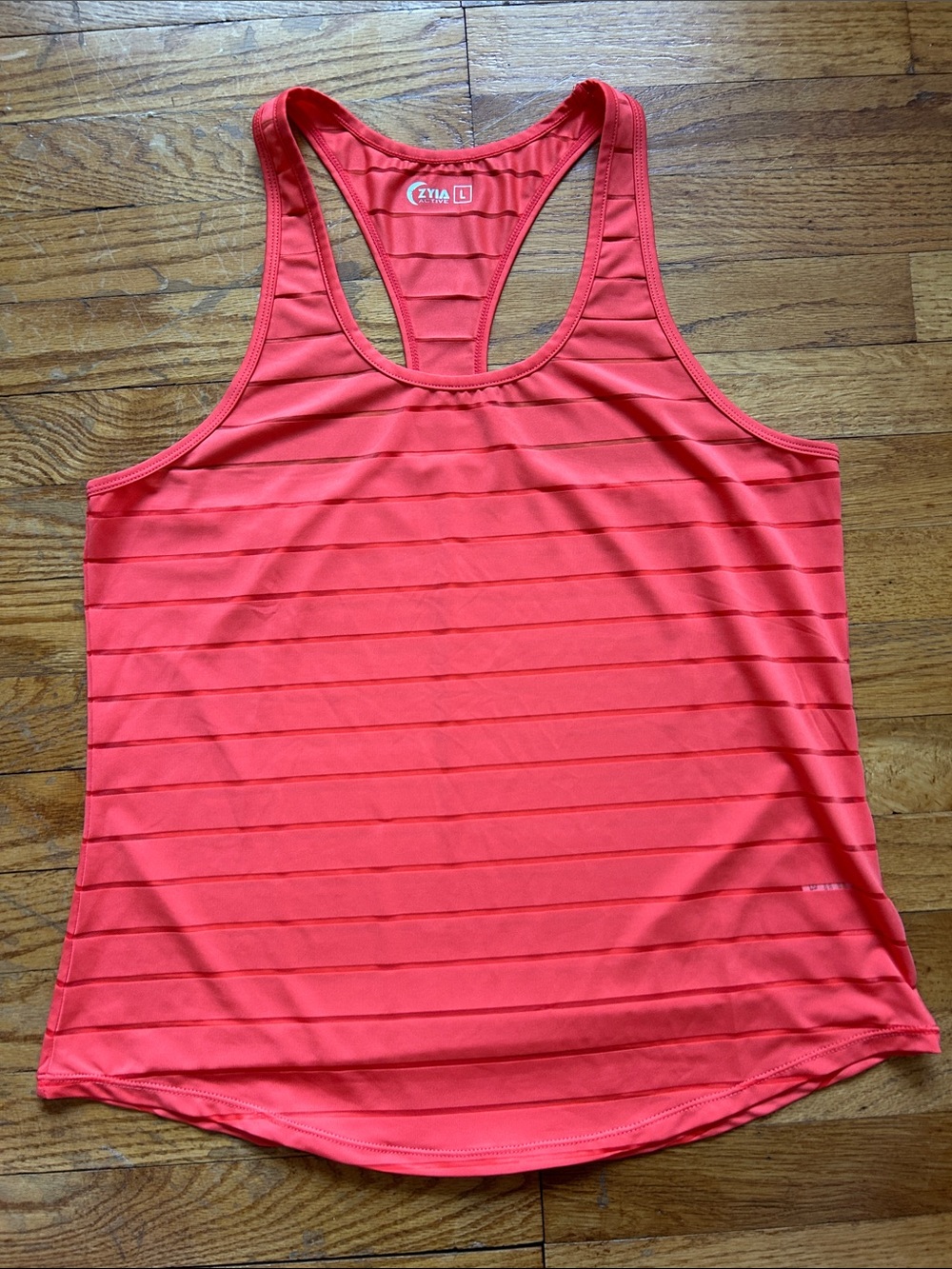 ZYIA Active Coral Stripe Racerback Tank Size Large